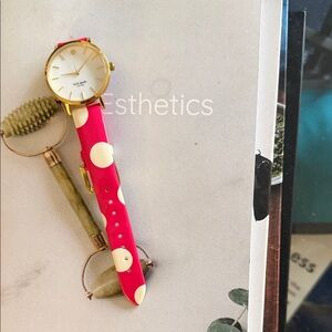 Kate Spade Gold and Pink Polka Dot Watch